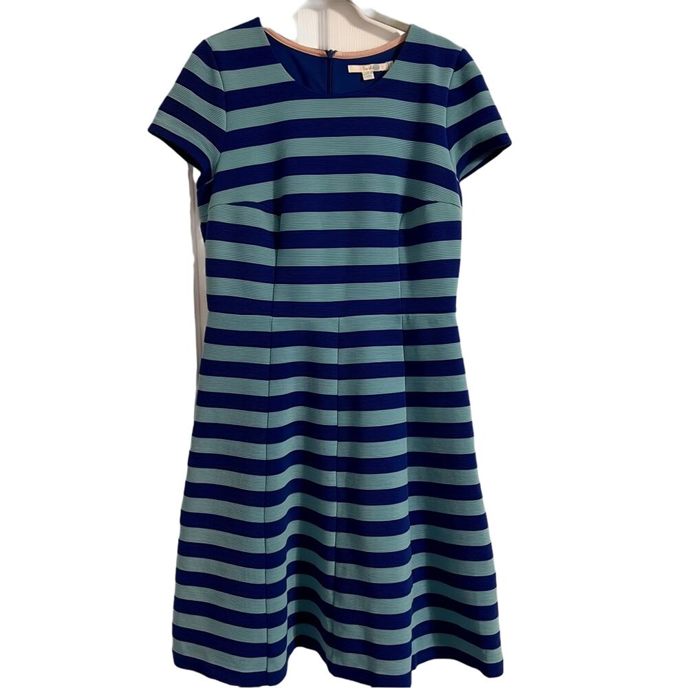 Boden‎ Dress Women's Size 6 Blue Striped Maggie Ottoman Fit & Flare